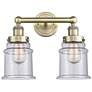 Canton 15" Wide 2 Light Antique Brass Bath Vanity Light With Seedy Sha