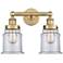 Canton 15" Wide 2 Light Brushed Brass Bath Vanity Light With Clear Sha