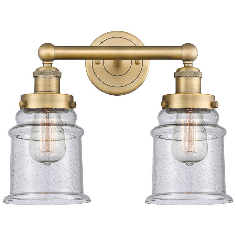 Image 1 Canton 15" Wide 2 Light Brushed Brass Bath Vanity Light With Seedy Sha