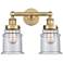 Canton 15" Wide 2 Light Brushed Brass Bath Vanity Light With Seedy Sha