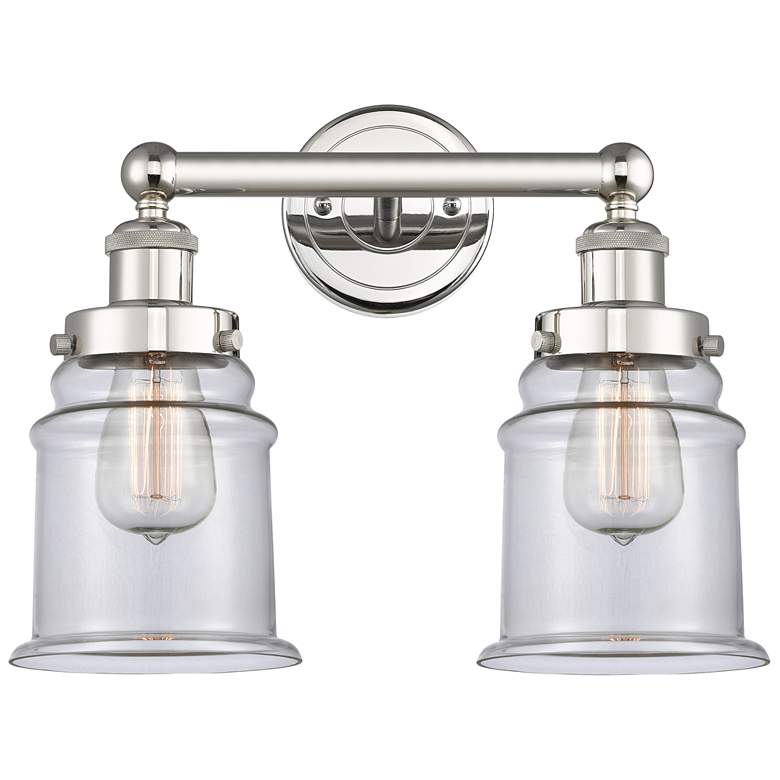 Image 1 Canton 15 inch Wide 2 Light Polished Nickel Bath Vanity Light With Clear S