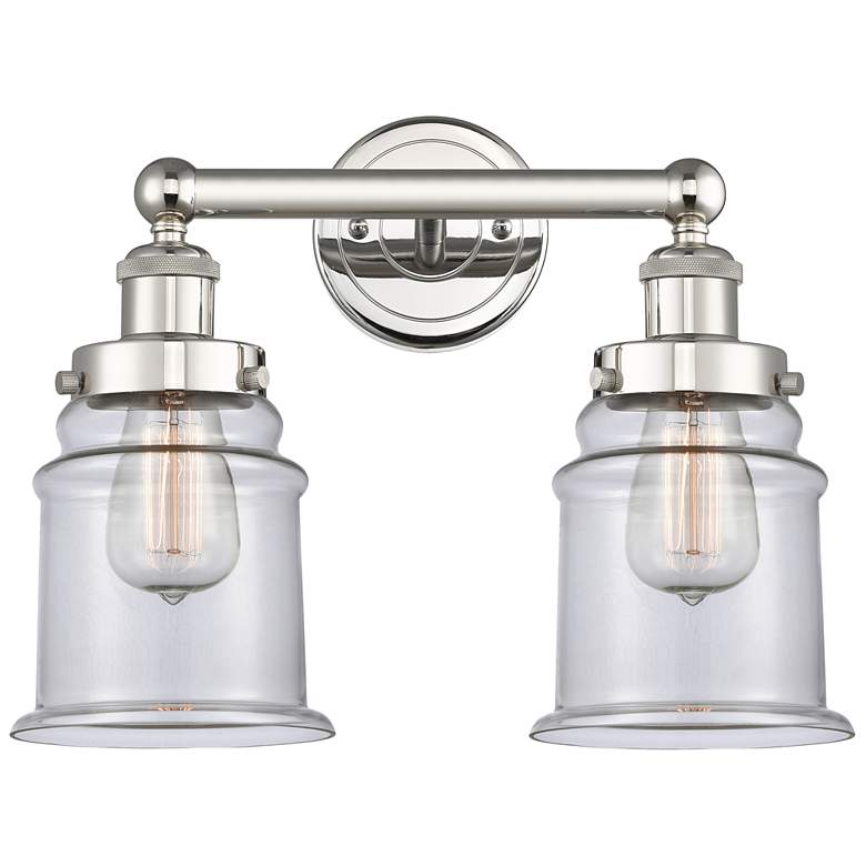 Image 1 Canton 15" Wide 2 Light Polished Nickel Bath Vanity Light With Clear S