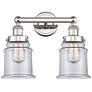Canton 15" Wide 2 Light Polished Nickel Bath Vanity Light With Clear S