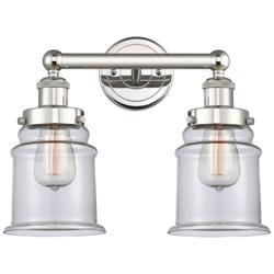 Canton 15&quot; Wide 2 Light Polished Nickel Bath Vanity Light With Clear S