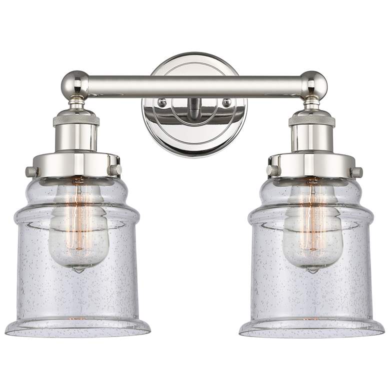 Image 1 Canton 15" Wide 2 Light Polished Nickel Bath Vanity Light With Seedy S