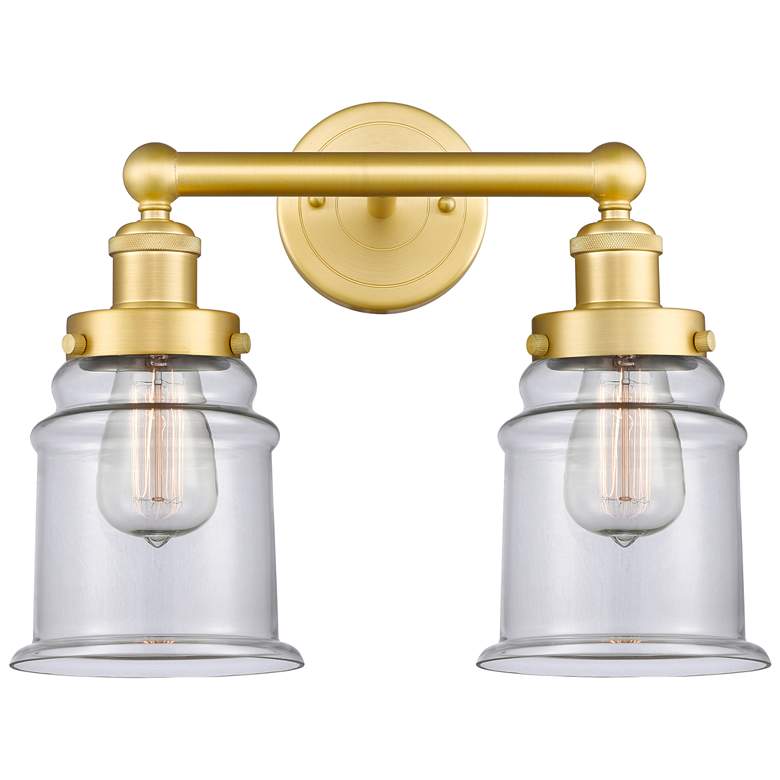 Image 1 Canton 15" Wide 2 Light Satin Gold Bath Vanity Light With Clear Shade