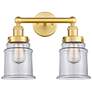 Canton 15" Wide 2 Light Satin Gold Bath Vanity Light With Clear Shade