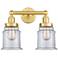 Canton 15" Wide 2 Light Satin Gold Bath Vanity Light With Clear Shade