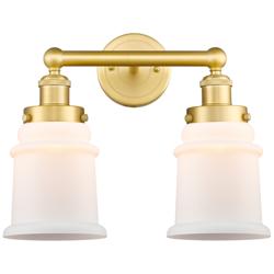 Canton 15&quot; Wide 2 Light Satin Gold Bath Vanity Light With Matte White