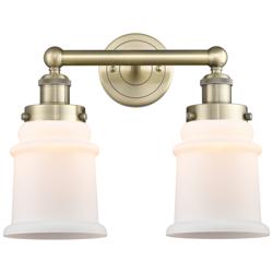 Canton 15"W 2 Light Antique Brass Bath Vanity Light With Matte White S