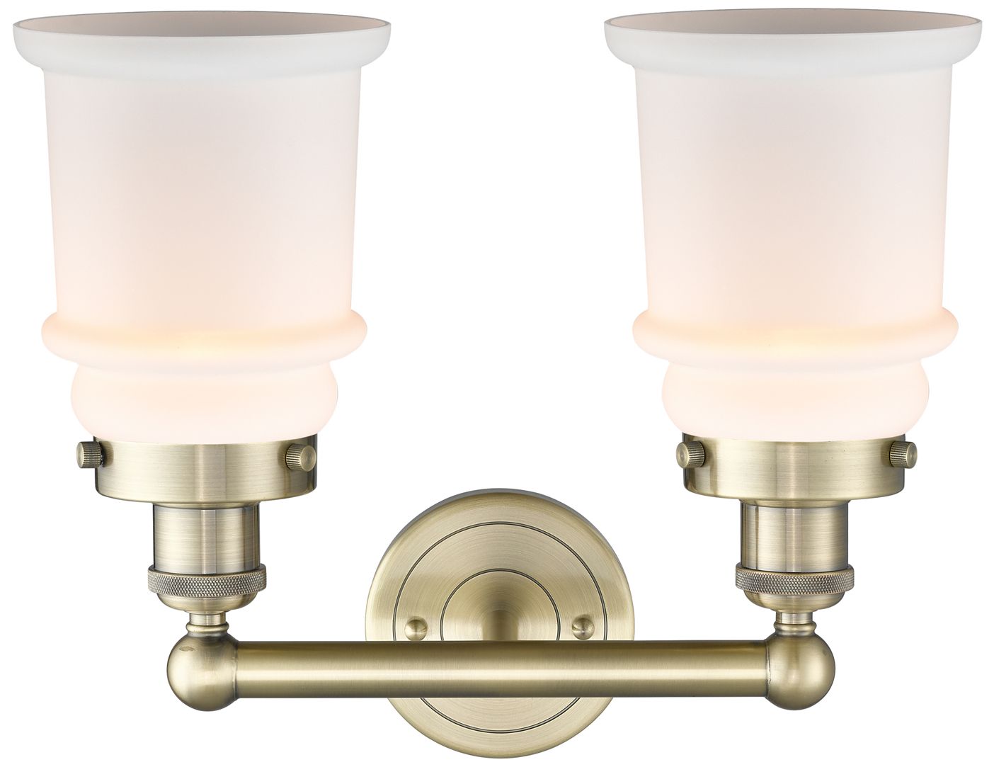 Image 2 Canton 15"W 2 Light Antique Brass Bath Vanity Light With Matte White S more views