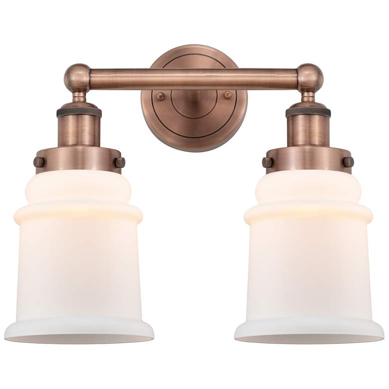 Image 1 Canton 15"W 2 Light Antique Copper Bath Vanity Light With Matte White