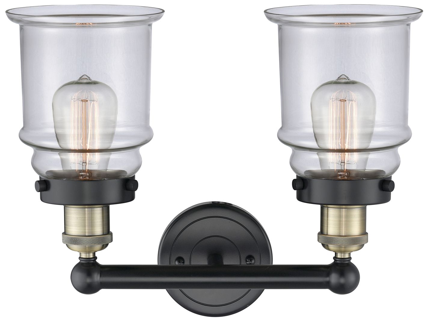 Image 2 Canton 15"W 2 Light Black Antique Brass Bath Vanity Light With Clear S more views
