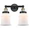Canton 15"W 2 Light Black Antique Brass Bath Vanity Light With White S