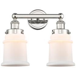 Canton 15&quot;W 2 Light Polished Nickel Bath Vanity Light With White Shade