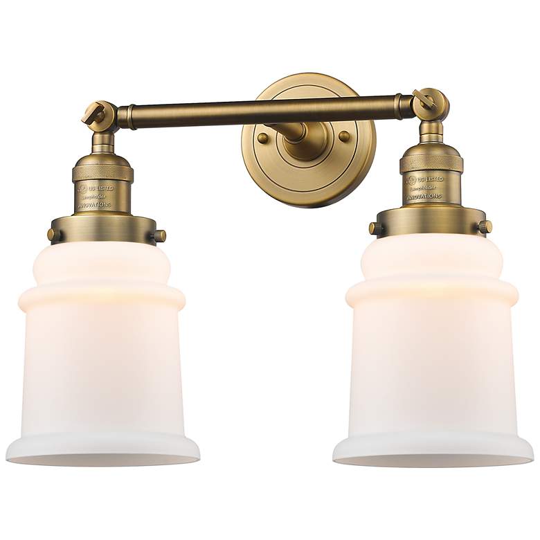 Image 1 Canton 16.5" Wide 2 Light Brushed Brass Bath Vanity Light w/ White Sha