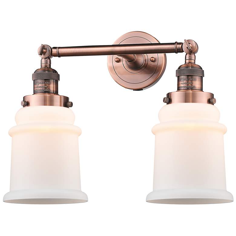 Image 1 Canton 16.5" Wide 2 Light Copper Bath Vanity Light w/ Matte White Shad