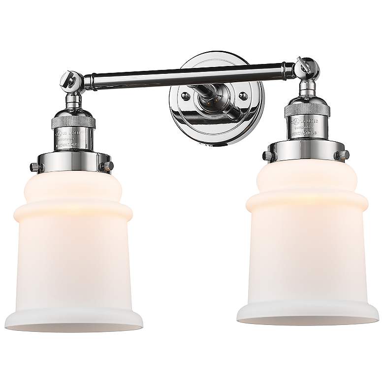 Image 1 Canton 16.5" Wide 2 Light Polished Chrome Bath Vanity Light w/ White S