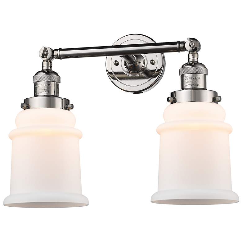 Image 1 Canton 16.5" Wide 2 Light Polished Nickel Bath Vanity Light w/ White S