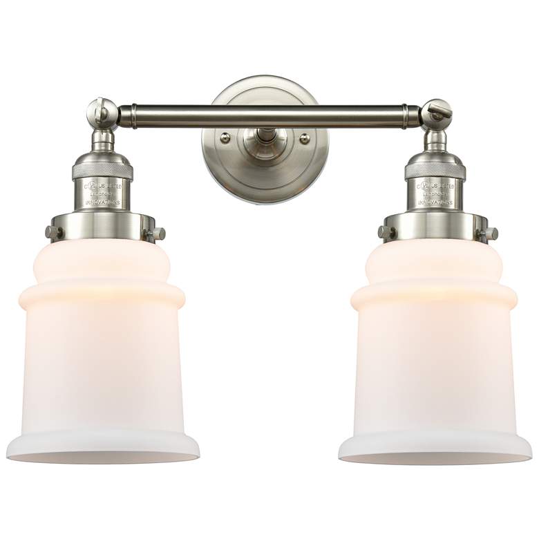 Image 1 Canton 16.5"W 2 Light Brushed Satin Nickel Bath Vanity Light w/ White