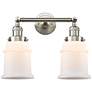 Canton 16.5"W 2 Light Brushed Satin Nickel Bath Vanity Light w/ White