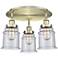 Canton 17.75" Wide 3 Light Antique Brass Flush Mount With Seedy Glass