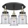 Canton 17.75"W 3 Light Black Antique Brass Flush Mount w/ Seedy Glass