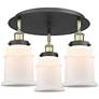 Canton 17.75"W 3 Light Black Antique Brass Flush Mount w/ White Shade