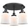 Canton 17.75"W 3 Light Matte Black Flush Mount With Matte White Glass