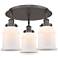 Canton 17.75"W 3 Light Oil Rubbed Bronze Flush Mount w/ White Shade