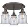 Canton 17.75"W 3 Light Oil Rubbed Bronze Flush Mount With Clear Glass