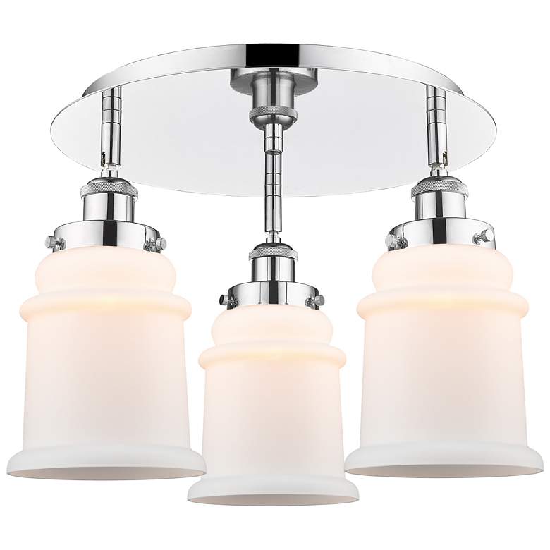Image 1 Canton 17.75"W 3 Light Polished Chrome Flush Mount w/ White Shade