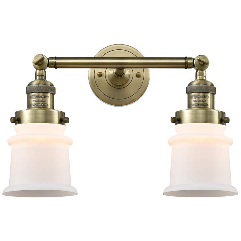 Image 1 Canton 17" 2-Light Antique Brass Bath Light w/ Matte White Shade