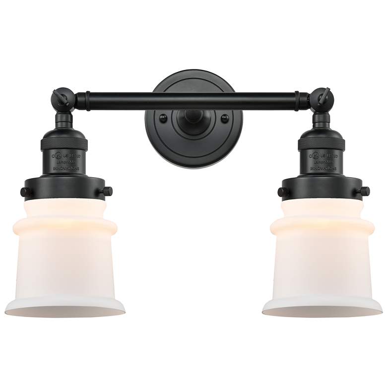 Image 1 Canton 17" 2-Light Matte Black Bath Light w/ Matte White Shade