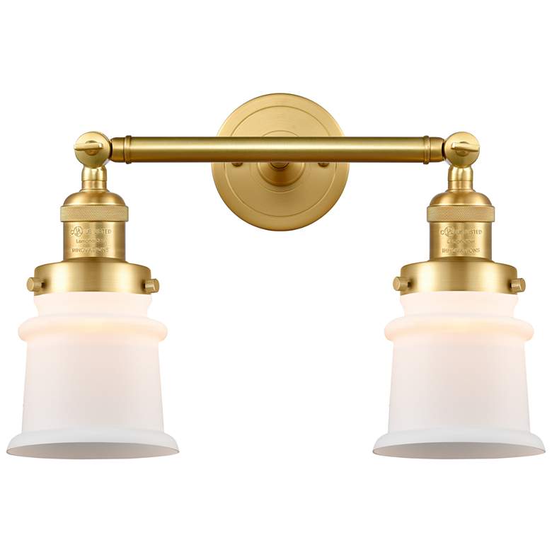 Image 1 Canton 17" 2-Light Satin Gold Bath Light w/ Matte White Shade