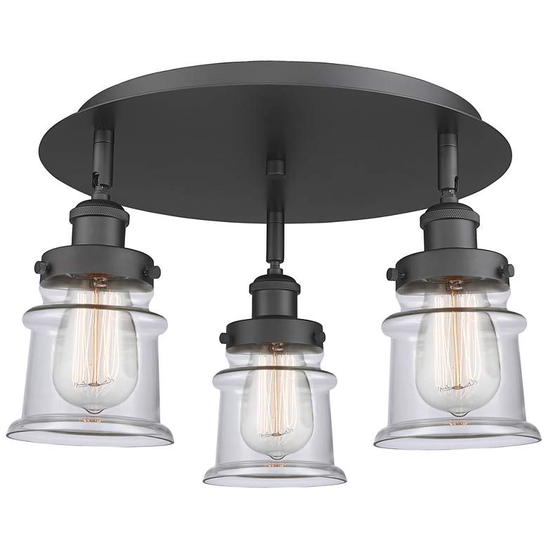 Image 1 Canton 17" Wide 3 Light Matte Black Flush Mount With Clear Glass Shade