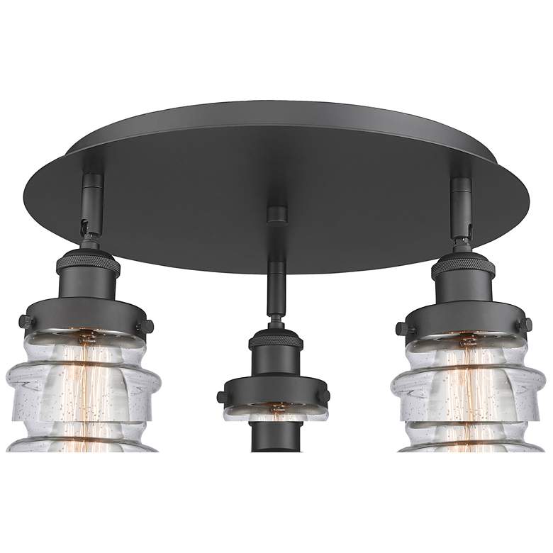 Image 1 Canton 17" Wide 3 Light Matte Black Flush Mount With Seedy Glass Shade