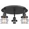 Canton 17" Wide 3 Light Matte Black Flush Mount With Seedy Glass Shade
