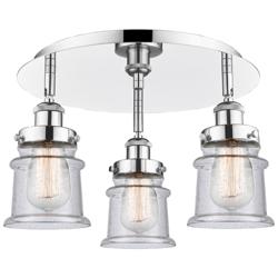 Canton 17&quot; Wide 3 Light Polished Chrome Flush Mount With Seedy Glass S