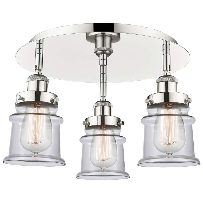 Image 1 Canton 17" Wide 3 Light Polished Nickel Flush Mount With Clear Glass S