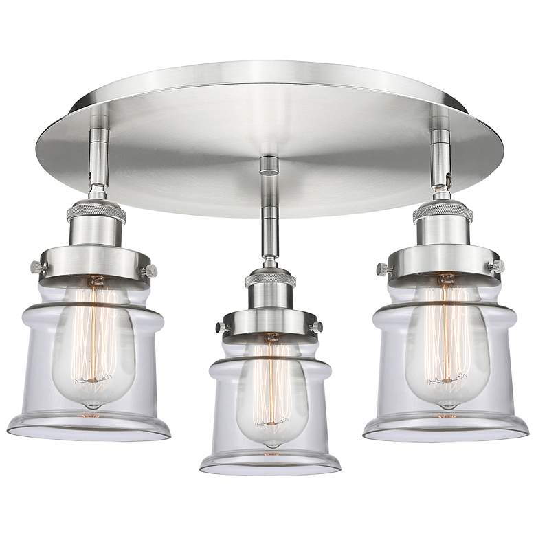 Image 1 Canton 17" Wide 3 Light Satin Nickel Flush Mount With Clear Glass Shad