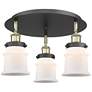 Canton 17"W 3 Light Black Antique Brass Flush Mount w/ White Shade