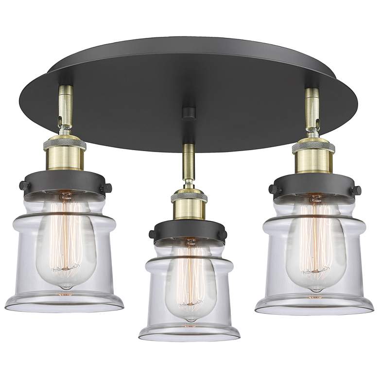 Image 1 Canton 17"W 3 Light Black Antique Brass Flush Mount With Clear Glass S