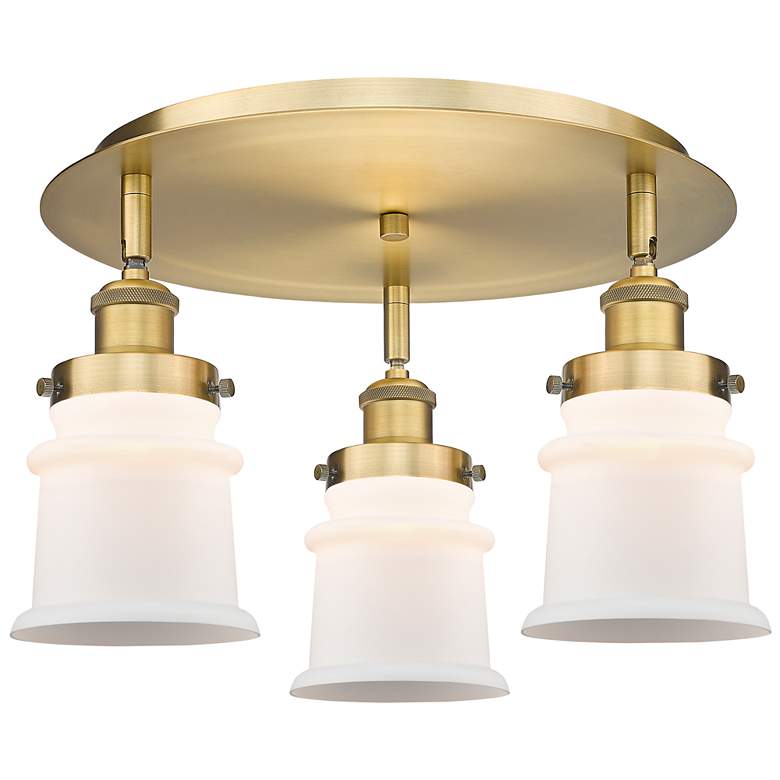 Image 1 Canton 17"W 3 Light Brushed Brass Flush Mount With Matte White Glass S
