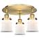 Canton 17"W 3 Light Brushed Brass Flush Mount With Matte White Glass S