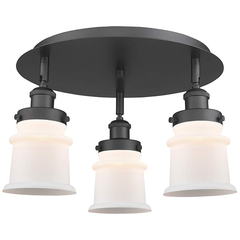 Image 1 Canton 17"W 3 Light Matte Black Flush Mount With Matte White Glass Sha