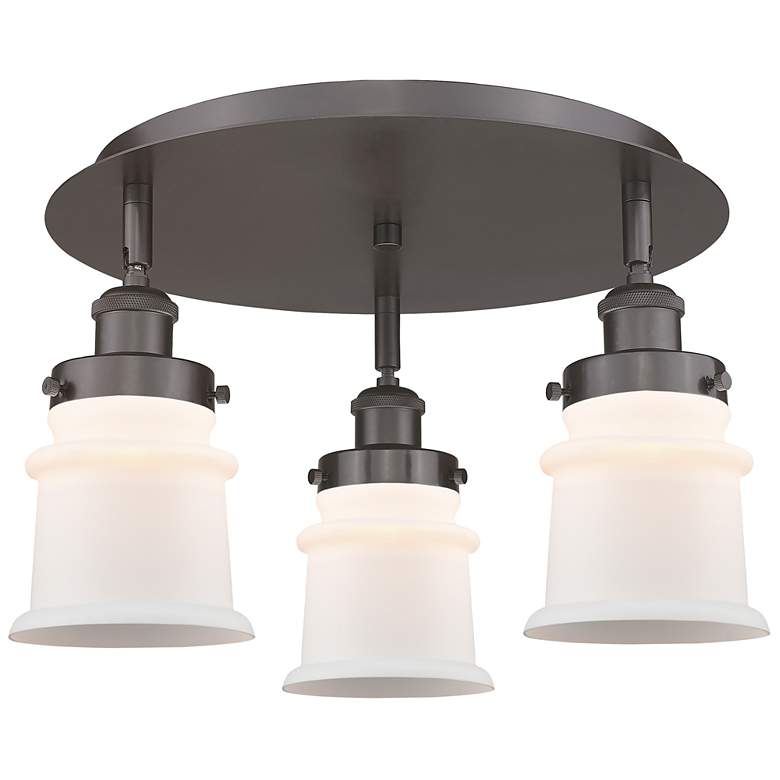 Image 1 Canton 17"W 3 Light Oil Rubbed Bronze Flush Mount w/ White Shade