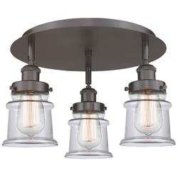 Canton 17&quot;W 3 Light Oil Rubbed Bronze Flush Mount With Clear Glass Sha