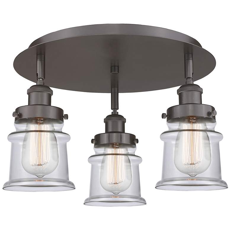 Image 1 Canton 17"W 3 Light Oil Rubbed Bronze Flush Mount With Clear Glass Sha
