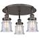 Canton 17"W 3 Light Oil Rubbed Bronze Flush Mount With Seedy Glass Sha